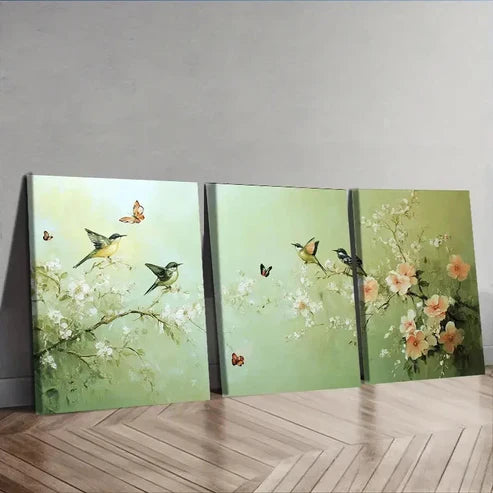 3pcs The Bird is on the Branch Painting Wall Art Set Canvas Unframed - High Quality Print 100% Australian Made Wall Canvas