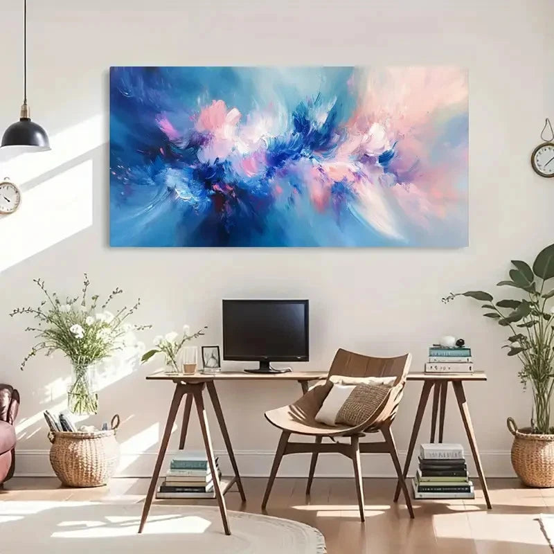 Vibrant Blue Purple & Pink Wall Art Canvas Office Home Room Framed 120x60cm - Bella Home Decor