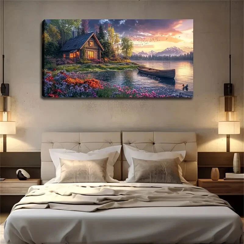 House Is Filled With Flowers Wall Art Canvas Office Home Room Framed 120x60cm - Bella Home Decor