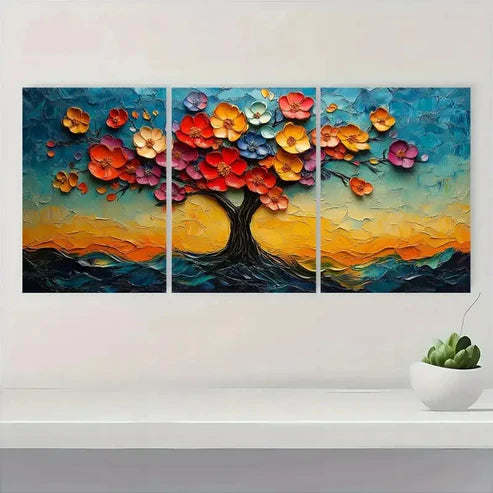 3pcs Abstract Flowers in Tree Wall Art Canvas Unframed - High Quality Print 100% Australian Made Wall Canvas - Bella Home Decor