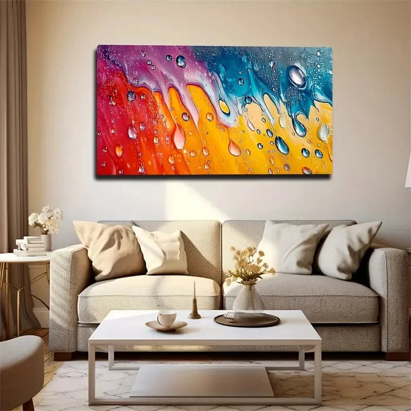 Color Panel Water Drop Wall Art Cacnvas Office Home Room Framed 120x60cm