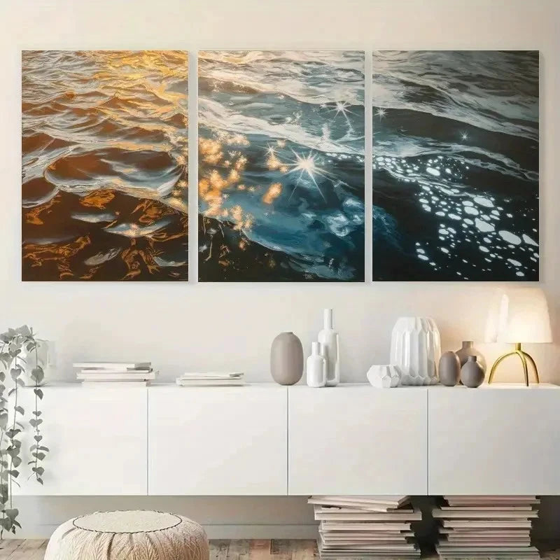 3pcs Water Reflection Water Reflection   Wall Art Set Canvas Framed 60x90cm - High Quality Print 100% Australian Made Wall Canvas Ready to Hang - Bella Home Decor