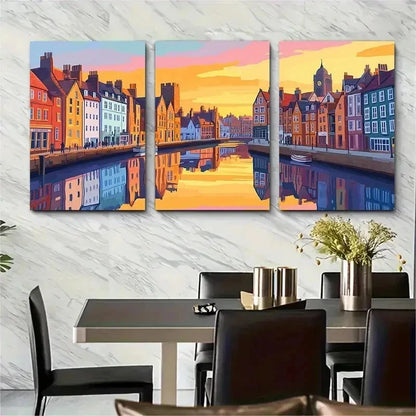 3pcs Yorkshire Travel Home Decor Perfect Wall Art Set Canvas Framed 50x70cm - High Quality Print 100% Australian Made Wall Canvas Ready to Hang