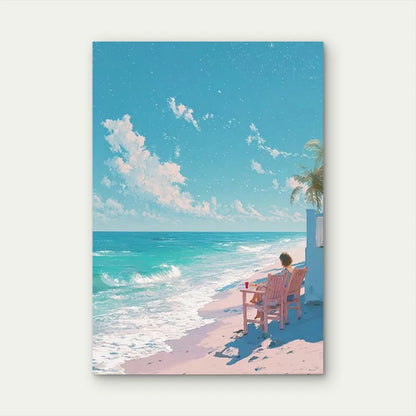 Pastel Coastal Beach Painting 60x90cm Metal Print Ready to Hang