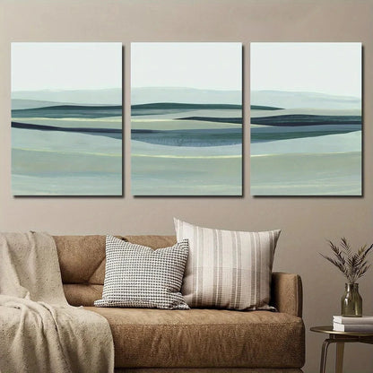 3pcs Abstract Colorful Rolling Hills Blue Metal Print Ready to Hang Art - Bella Home Decor