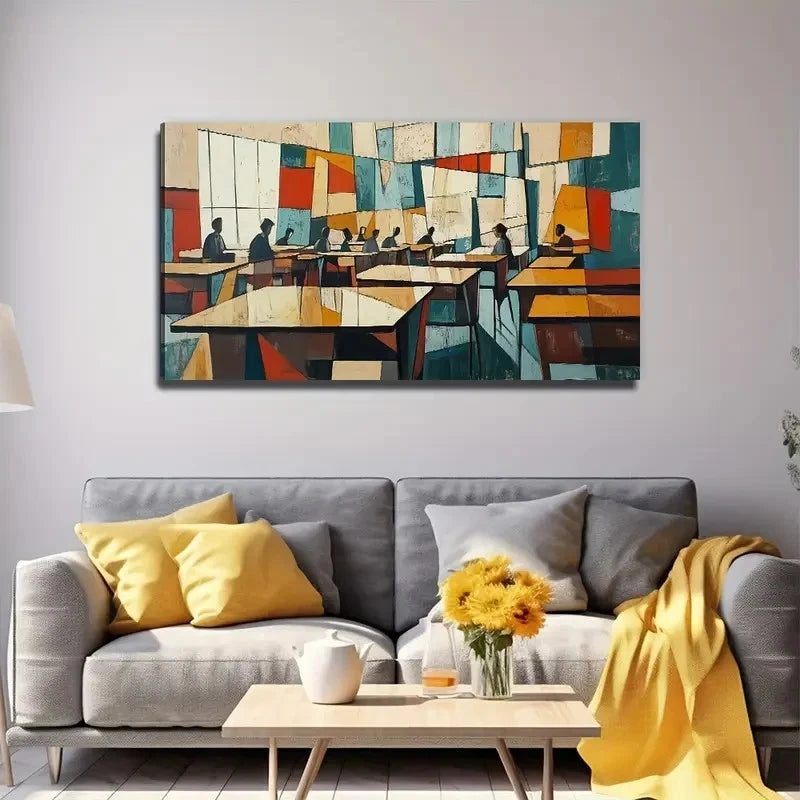 Classroom Scene Modern Wall Art Canvas Office Home Room Framed 120x60cm