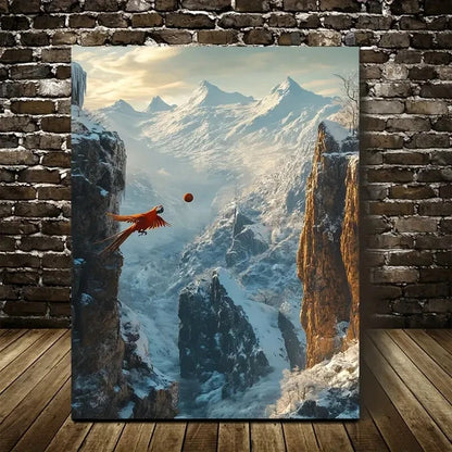 Cyberpunk Parrot Playing with Ball Painting 40x60cm Metal Print Ready to Hang - Bella Home Decor