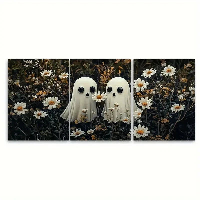 3pcs Adorable Ghost fi Wall Art Set Canvas Framed 50x70cm - High Quality Print 100% Australian Made Wall Canvas Ready to Hang - Bella Home Decor
