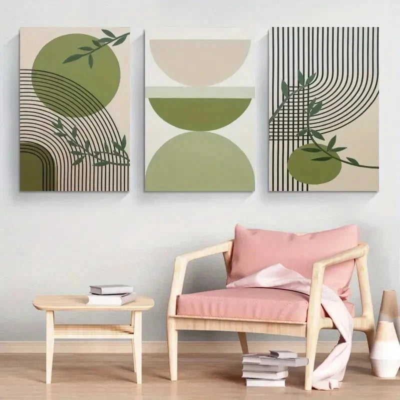 3pcs three-piece painting with geometric   Wall Art Set Canvas Framed 40x60cm - High Quality Print 100% Australian Made Wall Canvas Ready to Hang