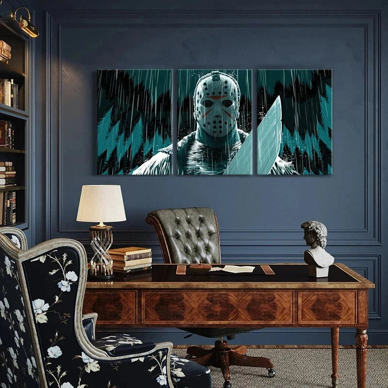3pcs Murderer with Scary Mask Design Metal Print Ready to Hang Art
