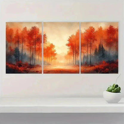 3pcs Giclée Autumn Maple Leaves Starry Wall Art Canvas Unframed - High Quality Print 100% Australian Made Wall Canvas - Bella Home Decor