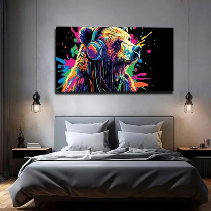 Brown Bear With Hair In Various Wall Art Canvas Office Home Room Framed 120x60cm