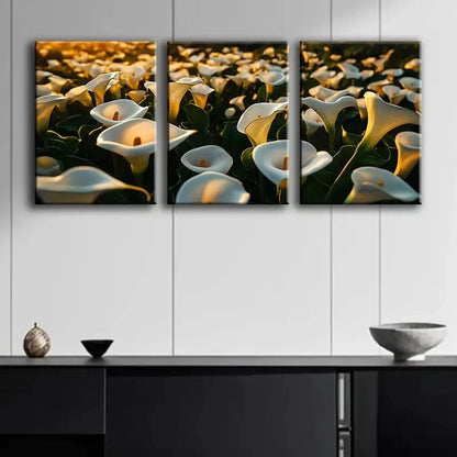 3pcs Calla Lilies Field Print Wall Art Set Canvas Framed 60x90cm - High Quality Print 100% Australian Made Wall Canvas Ready to Hang - Bella Home Decor