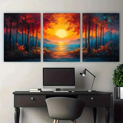 3pcs Textured Impasto Nature Landscape Perfect Wall Art Set Canvas Framed 50x70cm - High Quality Print 100% Australian Made Wall Canvas Ready to Hang