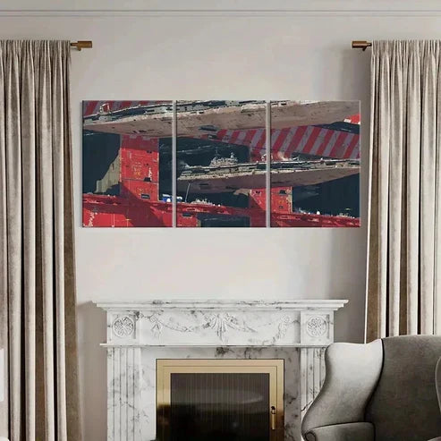 3pcs Sci-Fi Movie Spaceships War Destroyer Wall Art Canvas Unframed - High Quality Print 100% Australian Made Wall Canvas