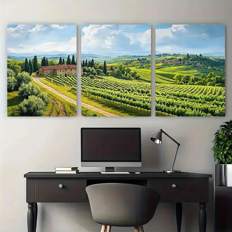 3pcs Tuscany Painting Italian Country Perfect Wall Art Set Canvas Framed 60x90cm - High Quality Print 100% Australian Made Wall Canvas Ready to Hang - Bella Home Decor