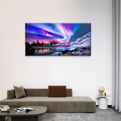 Vibrant Aurora Borealis Modern Wall Art Canvas Office Home Room Framed 120x60cm