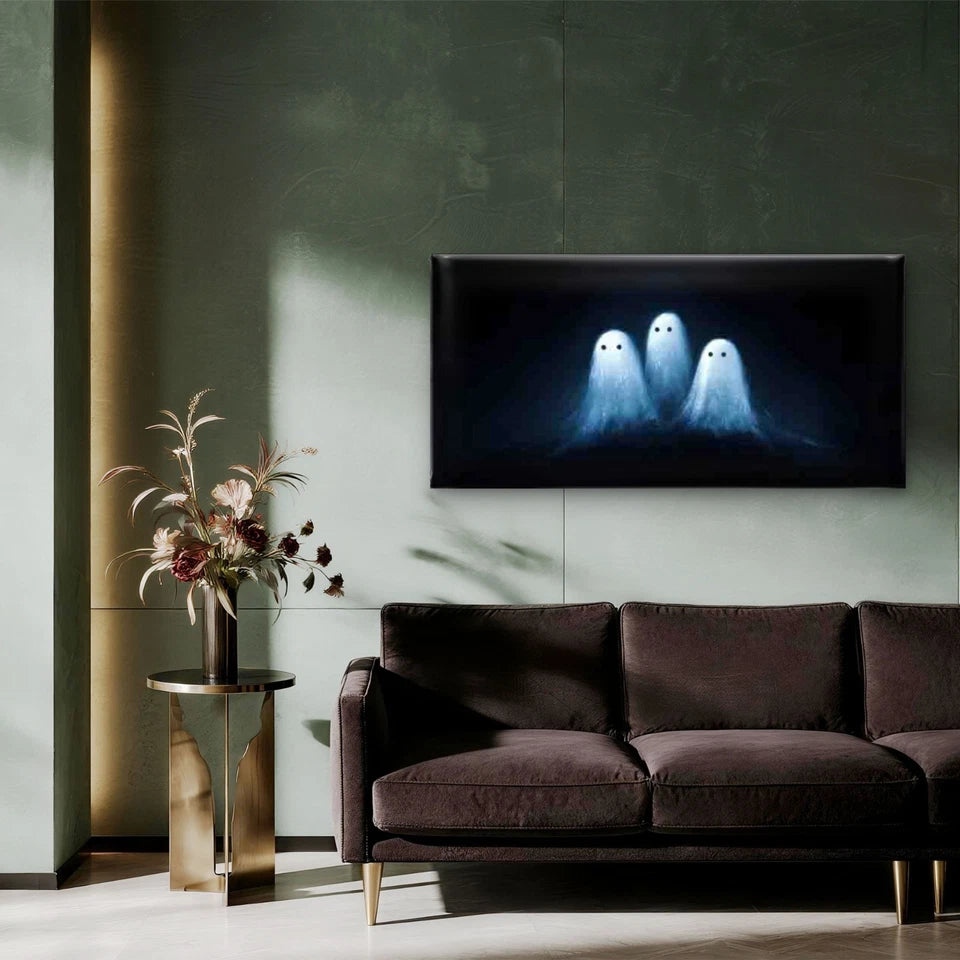Glowing Ghosts with Glowing Ink Wall Art Canvas Office Home Room Framed 120x60cm - Bella Home Decor