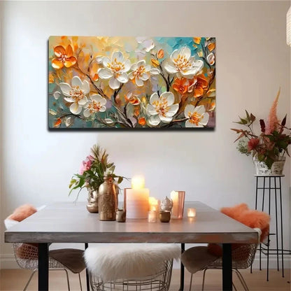 Gorgeous White Flowers Wall Art wall canvas office home room framed 120x60cm - Bella Home Decor