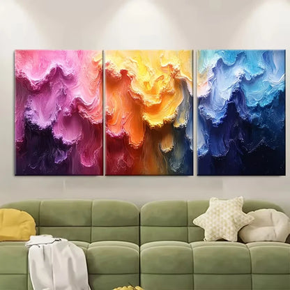 3pcs Vivid Colorful Abstract Metal Print Ready to Hang Art - Bella Home Decor