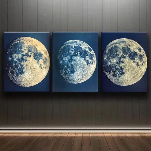 3pcs Raters of the Moon Blue Night Dark Wall Art Set Canvas Unframed - High Quality Print 100% Australian Made Wall Canvas