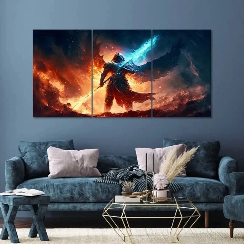 3pcs  Dynamic Action-Packed Triptych  Wall Art Set Canvas Framed 50x70cm - High Quality Print 100% Australian Made Wall Canvas Ready to Hang - Bella Home Decor