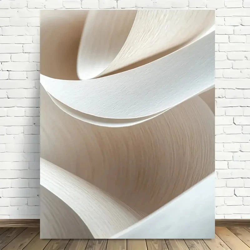 Beautiful Elegant White & Beige Swirl Design 40x60cm Metal Print Ready to Hang