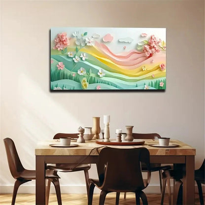 Dreamy Style Flower Mountain Wall Art Canvas Office Home Room Framed 120x60cm