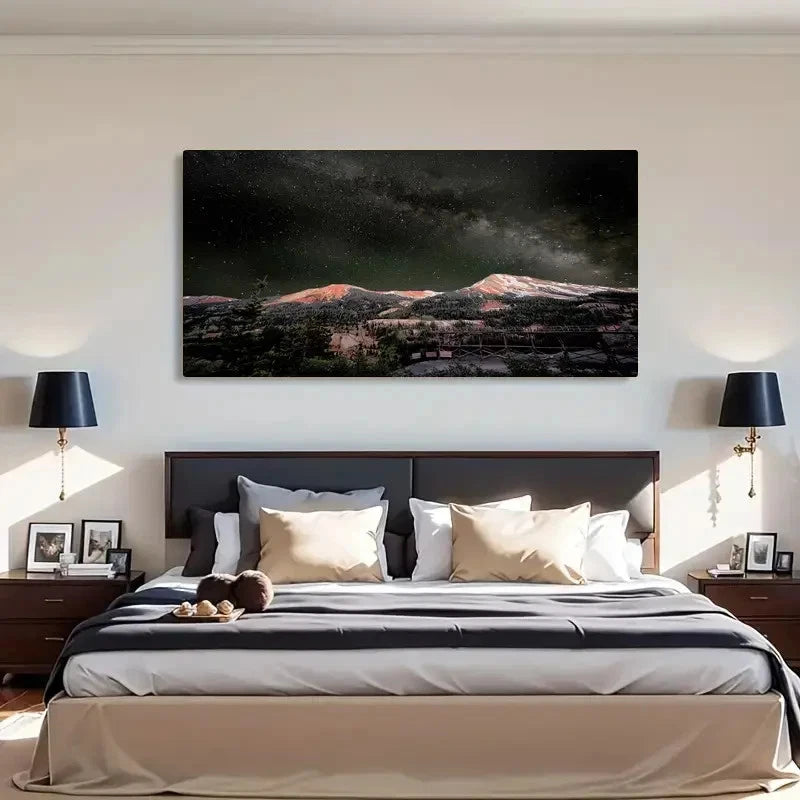 Milky Way And Red Mountains Wall Art Canvas Office Home Room Framed 120x60cm