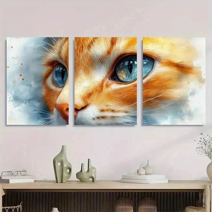3pcs Orange Kitten In Blue Eyes & Gray Perfect Wall Art Set Canvas Framed 50x70cm - High Quality Print 100% Australian Made Wall Canvas Ready to Hang