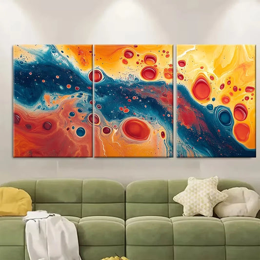 3pcs Abstract Fluid Art Metal Print Ready to Hang Art