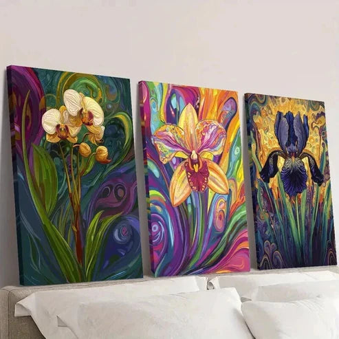 3pcs Colorful Tropical Flowers and Exotic Plants Wall Art Set Canvas Unframed - High Quality Print 100% Australian Made Wall Canvas - Bella Home Decor
