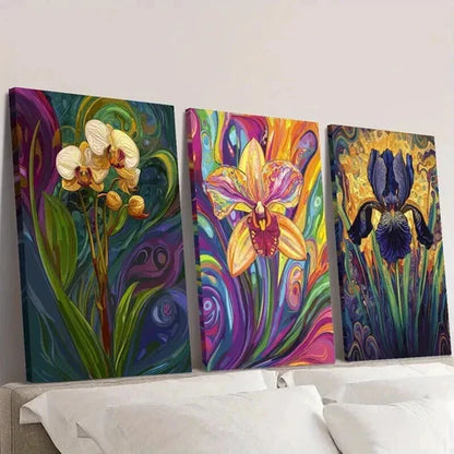 3pcs Colorful Tropical Flowers and Exotic Plants Wall Art Set Canvas Unframed - High Quality Print 100% Australian Made Wall Canvas - Bella Home Decor
