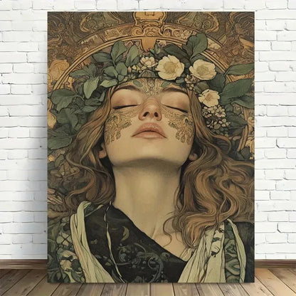 Beautiful Nouveau Woman Modern Vintage Painting 40x60cm Metal Print Ready to Hang - Bella Home Decor