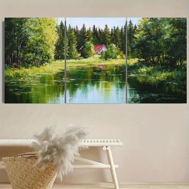 3pcs Shogvik Lake Wall Art Set Canvas Framed 40x60cm - High Quality Print 100% Australian Made Wall Canvas Ready to Hang - Bella Home Decor