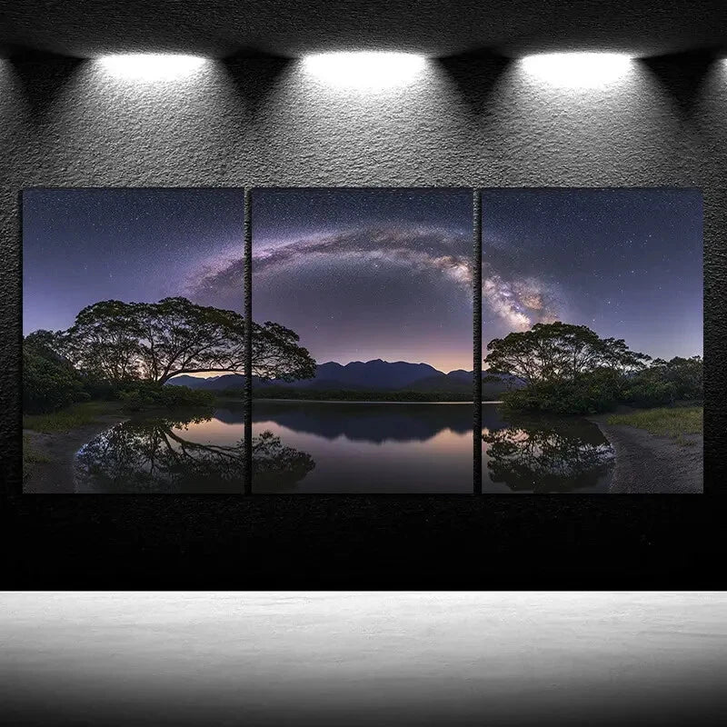 3pcs Milky Way Night Sky Water Resistant Metal Print Ready to Hang Art - Bella Home Decor