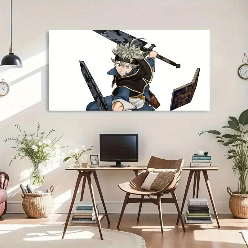 Vibrant Anime Swordsman Wall Art Canvas Office Home Room Framed 120x60cm