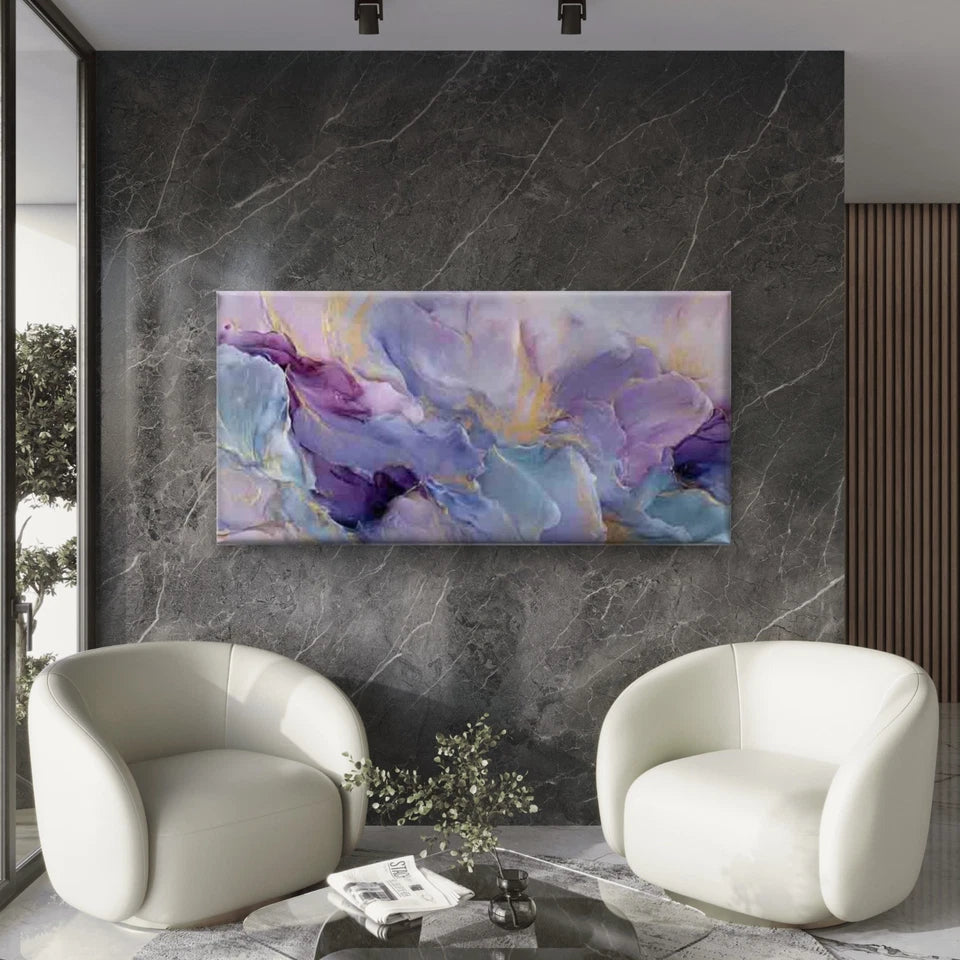 Bohemian with Purple Abstract Wall Art Canvas Office Home Room Framed 120x60cm