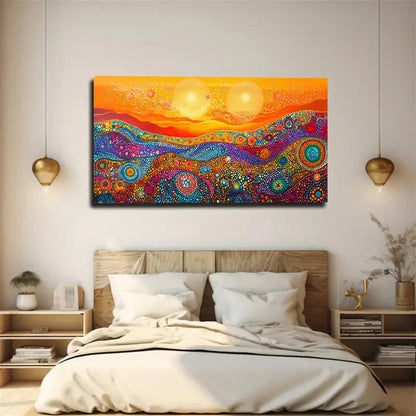 Impressive Mountain Sunset Wall Art Canvas Office Home Room Framed 120x60cm