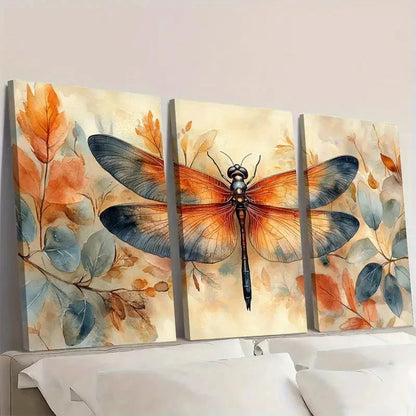 3pcs Vibrant Orange, Blue, and Green DF Wall Art Set Canvas Framed 60x90cm - High Quality Print 100% Australian Made Wall Canvas Ready to Hang - Bella Home Decor