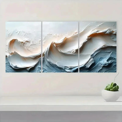 3pcs White  Abstract Texture Painting  Z    Wall Art Set Canvas Framed 40x60cm - High Quality Print 100% Australian Made Wall Canvas Ready to Hang - Bella Home Decor