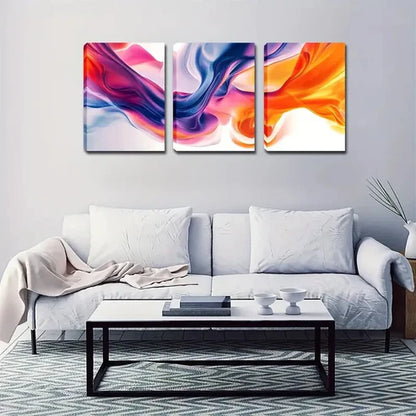 3pcs Purple, Orange, and Blue Watercolor Design Wall Art Canvas Unframed - High Quality Print 100% Australian Made Wall Canvas
