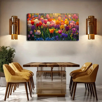 A Colorful Tulip Sea Creative Wall Art Canvas Office Home Room Framed 120x60cm - Bella Home Decor