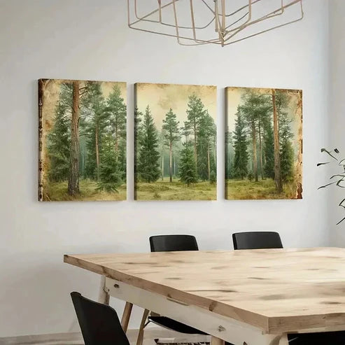 3pcs Rustic Forest Trees Landscape Wall Art Canvas Unframed - High Quality Print 100% Australian Made Wall Canvas