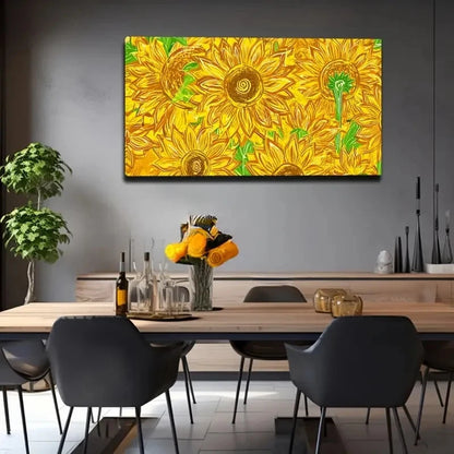 Vibrant Yellow Sunflower Wall Art Canvas Office Home Room Framed 120x60cm