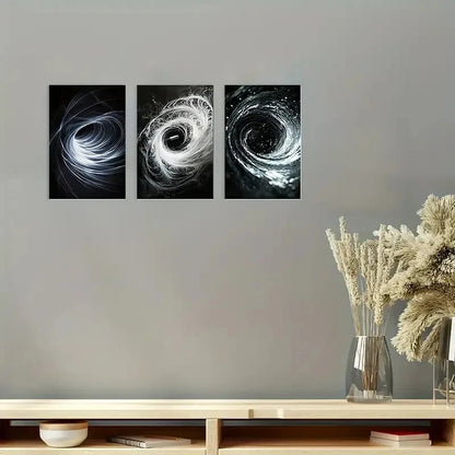 3pcs  Stunning Dark Universe Fractal Wall Art Canvas Framed 40x60cm - High Quality Print 100% Australian Made Wall Canvas Ready to Hang - Bella Home Decor