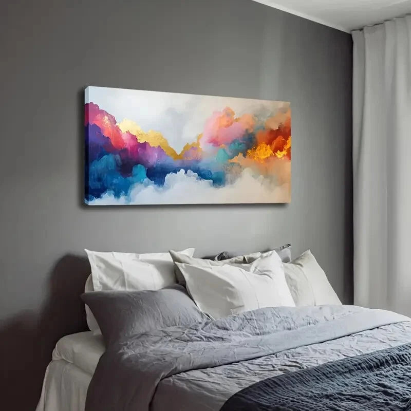 Vibrant Abstract Mountains Wall Art Canvas Office Home Room Framed 120x60cm - Bella Home Decor