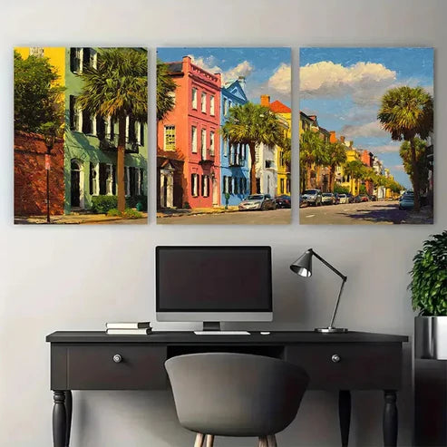 3pcs South Carolina Charleston Décor Perfect Wall Art Canvas Unframed - High Quality Print 100% Australian Made Wall Canvas