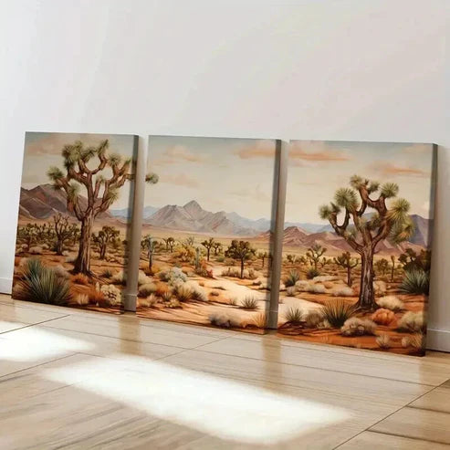 3pcs Golden Desert Sands & Mountain Wall Art Canvas Unframed - High Quality Print 100% Australian Made Wall Canvas - Bella Home Decor