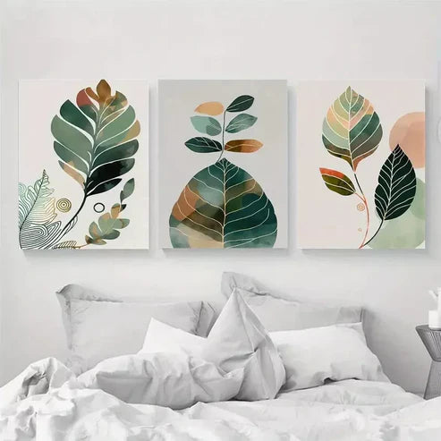 3pcs Bohemian Mid-Century Modern Style Wall Art Canvas Unframed - High Quality Print 100% Australian Made Wall Canvas - Bella Home Decor